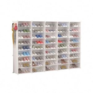Meuble <span class=keywords><strong>à</strong></span> chaussures moderne en plastique PP et tubes en fer, élégant range-chaussures <span class=keywords><strong>à</strong></span> 5 niveaux - Product Image 3