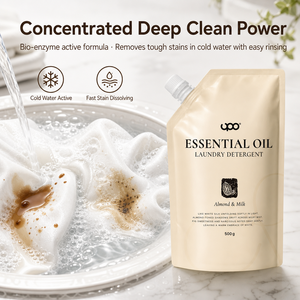 Detergente para Ropa con Aroma a Leche de Almendras, Aceite Esencial, 500g, Bolsa con Boquilla, Fragancia Duradera, Jabón Líquido Suavizante de Telas, OEM - Product Image 4