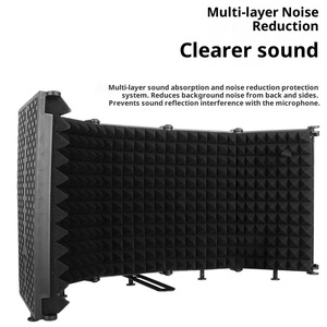 Écran d'isolation acoustique pour microphone de studio moderne à 5 panneaux, pliable, portable, en mousse insonorisante haute densité NRC 30dB, suspendu - Product Image 4