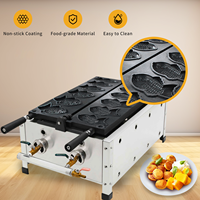 Gaufrier Taiyaki en acier inoxydable à gaz commercial Machine à collation antiadhésive en forme de poisson 6 pièces Opération facile pour les snacks