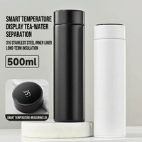 Gourde isotherme en acier inoxydable à double paroi de 500 ml avec affichage de la température intelligent, personnalisable avec logo, réutilisable