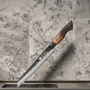 Cuchillo para Pan de Acero de Damasco Innovador NM, Mango de Madera de Roble Blanco Quemado de Alta Calidad, Cuchillos de Cocina Afilados Personalizados, Estilo Vintage - Product Image 3