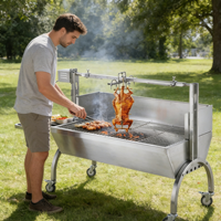 Rôtissoire Électrique Commerciale en Acier Inoxydable avec Fumoir et Broche Rotative pour Agneau et Cochon Entiers