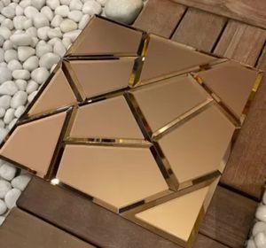 Ubin Mosaik Logam Modern Tahan Lama dan Tahan Air untuk Dinding Ruang Tamu Hotel Villa Sebagai Latar Belakang 3D - Product Image 1