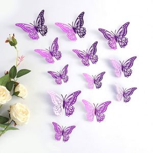 12 autocollants muraux 3D métalliques creux en forme de papillon pour Noël, festivals et décorations de fête à domicile - Product Image 4