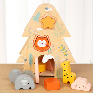Jouet éducatif Montessori <span class=keywords><strong>en</strong></span> bois <span class=keywords><strong>en</strong></span> forme de <span class=keywords><strong>maison</strong></span> dans les arbres, blocs d'animaux à assortir, jouet sensoriel pour développer la motricité fine, cadeau pour les tout-petits - Product Image 5