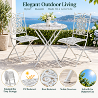 Ensemble bistro pliant minimaliste en métal blanc, 3 pièces, table et chaises de patio pour jardin, balcon