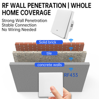 RF433 Kit de commutateur de télécommande sans fil avec interrupteur mural et télécommande, pas de fil neutre requis, pour la mise à niveau de l'éclairage intelligent domestique