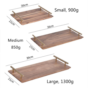 Logo personnalisé Accueil Hôtel Table Petit Déjeuner Café Service Alimentaire Plateau Rustique en Bois d'Acacia avec Poignée en Métal - Product Image 6
