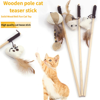 Jouet interactif moderne pour chat, accessoires de mode pour animaux de compagnie, jouet en peluche en coton en forme de souris avec clochette et plumes, bâton de chat