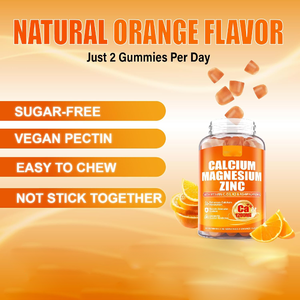 Suplemento Triple Mineral de Calcio, <span class=keywords><strong>Magnesio</strong></span> <span class=keywords><strong>y</strong></span> Zinc en Gomitas con Vitamina D3, Sabor Naranja, Proporciona Energía, Crecimiento Saludable para Adolescentes - Product Image 5