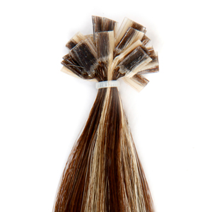 Extensions de cheveux européens pré-collées à la kératine Sens Flat, couleur 4-25 châtain brun à blond platine, 25 mèches, 100% cheveux Remy - Product Image 1