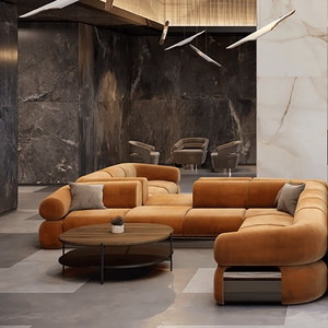 Prix d'usine Élégant <span class=keywords><strong>canapé</strong></span> en velours modulaire de luxe en acier inoxydable doré Accents Dernière conception pour la maison - Product Image 3