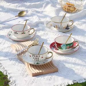 Modern Luxury Christmas Ceramic <b>Cup</b> and <b>Saucer</b> Gift Set Personalized PC Tea and Drinkware Stocked Tableware - Product Image 2