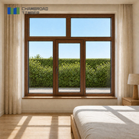 Fenêtres en bois à revêtement aluminium CHAMBROAD pour maison passive, à simple battant, triple vitrage, verre feuilleté, protection UV, approvisionnement en gros