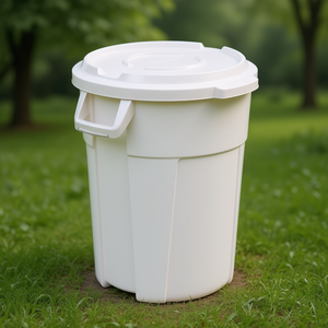 Cestino per Rifiuti Rotondo 85 L Bianco con Coperchio per Uso Interno ed Esterno - Product Image 3