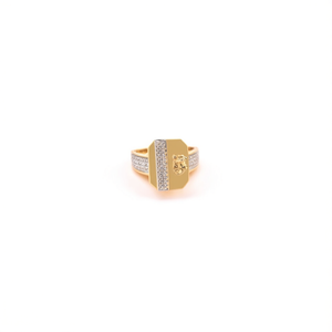 Bague de cocktail pour homme en or plaqué 18 carats Rp Gold, design géométrique, zircone cubique, style moderne, bijoux de fête et de mariage - Product Image 1