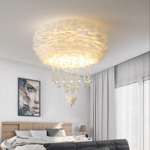Lustre de penas com pingente, novo design de luxo estilo nórdico moderno, luminária suspensa, para sala de estar e quarto - Product Image 3
