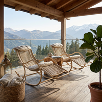 Fauteuil à bascule en rotin moderne Meiqi pour l'extérieur, avec finition résistante aux UV, pour la cour, le parc, le balcon et la détente dans le jardin