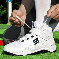 Chaussures de baseball mi-montantes pour hommes à lacets, 8 crampons en acier, pour softball, noir et blanc, grandes tailles européennes du 40 au 47, OEM