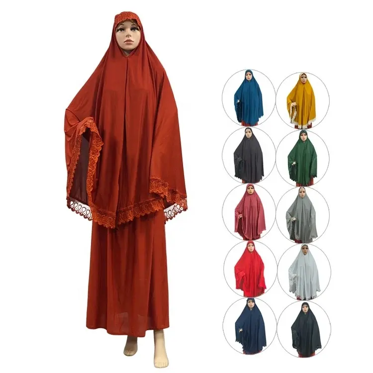 H0156 2023 Goedkope Prijs Borduurwerk Kant Boerka Grote Hijab Moslim Jilbabs Lange Hijaabs Ramadan Islamitische Effen Kleur Sjaal
