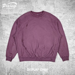 Produttore di PEERAGE personalizzato da uomo con acido invecchiato <span class=keywords><strong>Oversize</strong></span> <span class=keywords><strong>viola</strong></span> massello pesante cotone francese spugna <span class=keywords><strong>felpa</strong></span> da uomo - Product Image 1