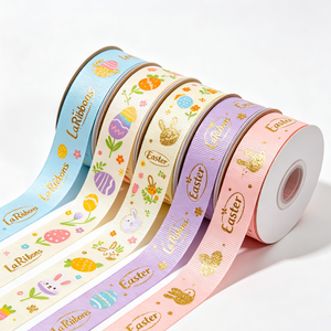 Customized Print Gold Foil Easter Gift Wrapping Craft Grosgrain <b>Ribbon</b> for Bows Decoration <b>Ribbon</b> 50 Yard Rol - Product Image 4