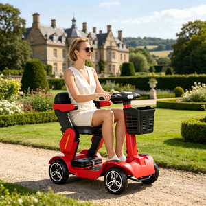 Scooter/<span class=keywords><strong>Ciclomotor</strong></span> Eléctrico Plegable <span class=keywords><strong>de</strong></span> Cuatro <span class=keywords><strong>Ruedas</strong></span> con Motor <span class=keywords><strong>de</strong></span> 500W para Todas las Edades, con Larga Duración, Funciones Inteligentes y Seguridad - Product Image 1