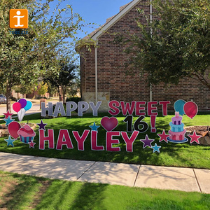 Bán buôn Hạnh Phúc sinh nhật sóng nhựa Bảng chữ cái sân & bãi cỏ dấu hiệu chữ cái - Product Image 3