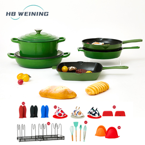 Ensemble de casseroles <span class=keywords><strong>en</strong></span> <span class=keywords><strong>fonte</strong></span> émaillée au design contemporain, écologique, compatible four, 5 pièces, ensemble de casseroles et poêles, ensemble de cocottes à induction - Product Image 1