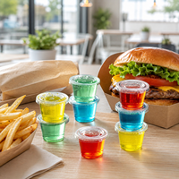 Gobelets à condiments jetables en plastique transparent à paroi simple de 5,5 oz avec couvercles, contenants écologiques pour sauces en portions pour la vente à emporter et la restauration