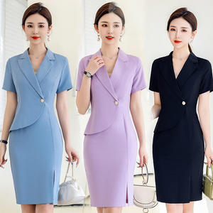 Vestido de Noche Formal Profesional para Mujer, Estilo Recto, Largo a Media Pantorrilla, con Botones Decorativos, Ideal para Joyerías, Estilo Diosa de Verano - Product Image 1