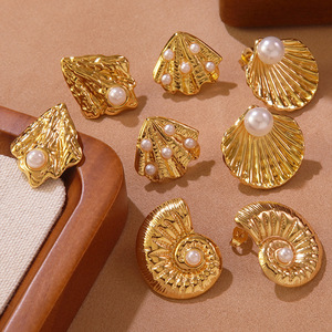 ต่างหูมุกเปลือกหอย EH241 สำหรับผู้หญิง ดีไซน์สไตล์ชายหาดสุดพิเศษ - Product Image 1