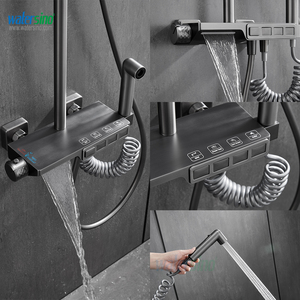 Watersino Laiton Baignoire Mitigeur Gris Piano Douche <span class=keywords><strong>Knoppers</strong></span> Douche Pommeau De Douche Mélangeur Ensemble Mélangeur Chaud Froid - Product Image 4