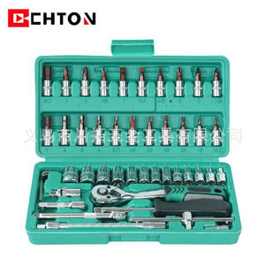 Juego de llaves de vaso Chton de 46 piezas, 1/4 pulgada, acero S2, trinquete de 72 dientes para reparación automotriz y mecánica - Product Image 4