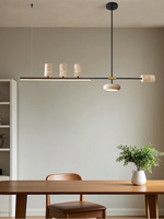 Luminaire suspendu en pierre naturelle rétro jaune travertin pour îlot de cuisine, style Wabi-sabi, lustre linéaire pour salle de bricolage, bar, salle à manger