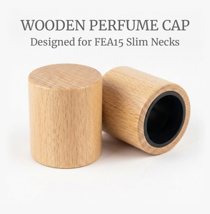 Tapa de perfume cilíndrica de madera WeWood FEA15 de Vietnam, tapa redonda para botella de colonia con revestimiento de PP negro, accesorio para fragancias. - Product Image 1