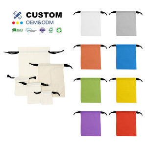 Toptan kişiselleştirilmiş renkli muslin çantası özel küçük ayakkabı için büzgülü pamuklu çanta kese toz geçirmez - Product Image 1