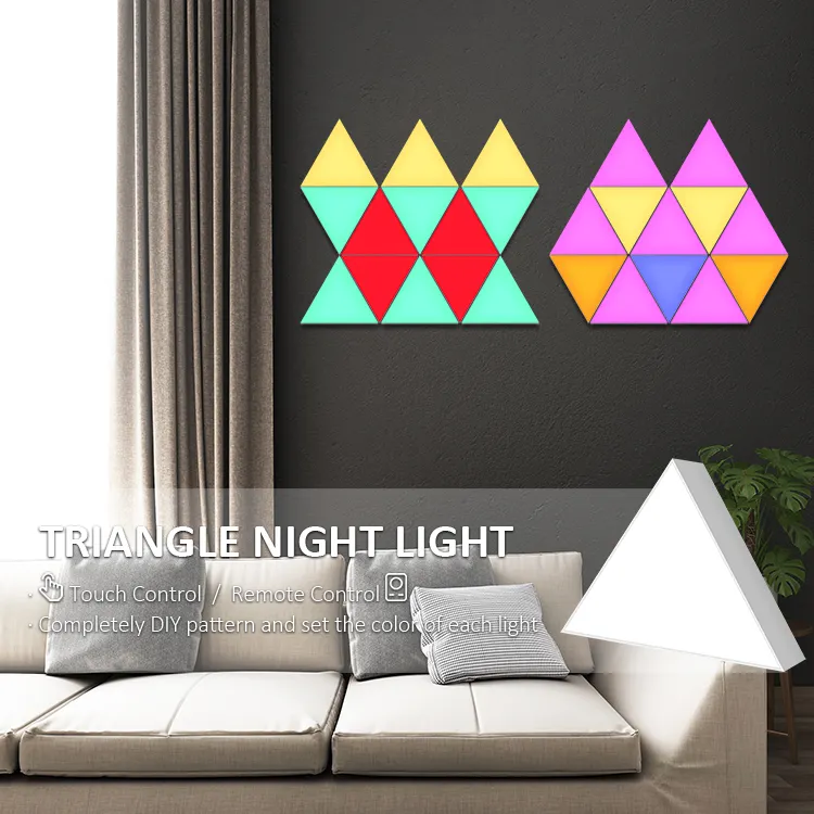 New DIY Led Art Touch Control Wall Triangle Bar Lamp Rgb Interior Bedroom Decorative Wall Pendant Smart Home Night Lights