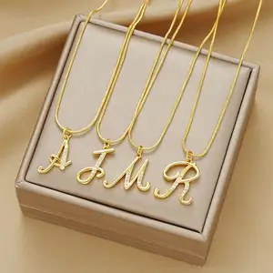 Trendy takı Charms İlk 26 mektup alfabe kolye kolye altın karışık pirinç altın kaplama Opp torba zinciri