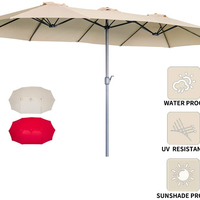 Parasol géant de jardin en acier inoxydable robuste, imperméable, avec éclairage solaire LED pour piscine, terrasse extérieure, hôtel