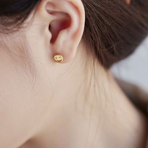 Nouveauté Dylam - Boucles d'oreilles en argent sterling massif avec zircone 5A et plaqué or 18 carats - Motif visage souriant - Product Image 5