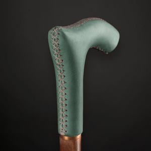 Handmade Magic LEATHER Green <b>Walking</b> <b>Stick</b> - Product Image 1