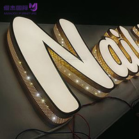 Letrero Publicitario LED de Acero Inoxidable con Letras de Canal Iluminadas Frontalmente y por los Bordes, Estilo 2026, Color de Moda 3D