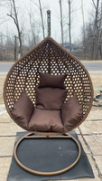 Fauteuil suspendu en rotin métallique brun de haute qualité pour adultes, design moderne, coussin imperméable, pour hôtel, jardin, chambre à coucher