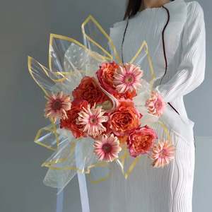 Papier d'emballage floral transparent avec bords colorés, imperméable, pour bouquets, film d'emballage floral, matériel floral pour fleuristes - Product Image 5