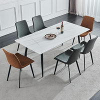 Ensemble table et chaises de salle à manger en acier de luxe italien, design nordique moderne, métal, petit appartement, rectangulaire, meubles de maison