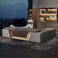 Bureau de direction Shengli, style moderne minimaliste, luxe léger, bois de qualité E0, avec câblage dissimulé, bureau de patron - 010