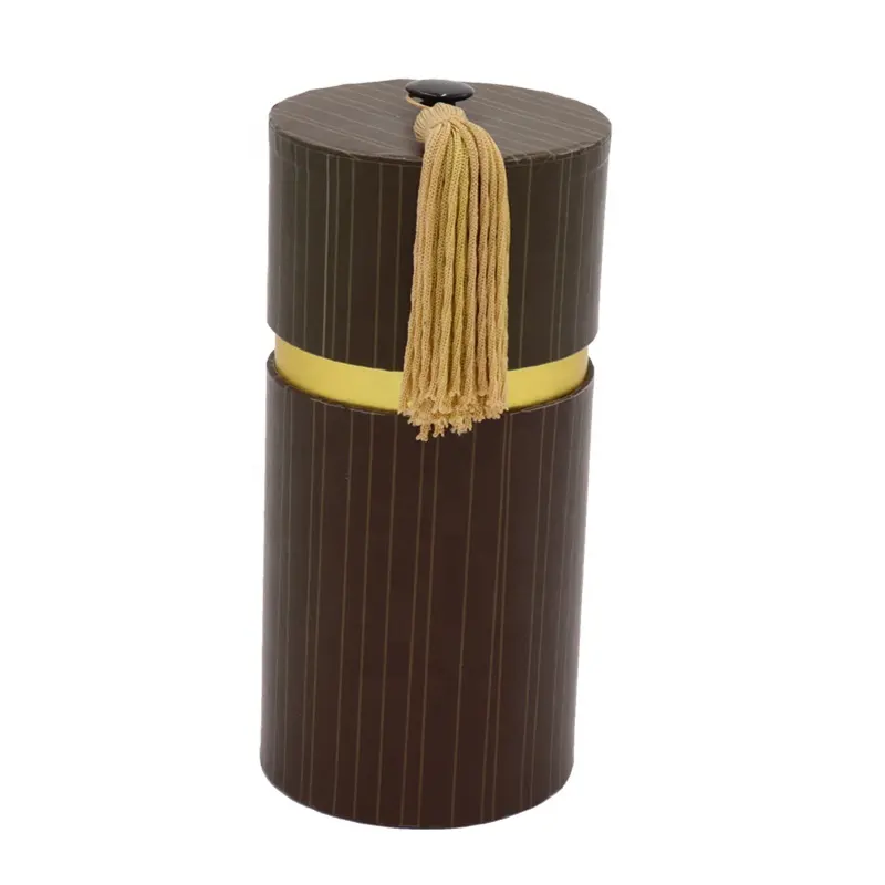 Großhandel hochwertige leere runde Papierzylinder-Handwerk-Premium-Geschenkverpackungsbox mit Quetschbügel und Seil