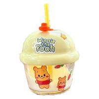 Gobelet en verre Strawberry Bear avec paille ronde - Mini gobelet à lait mignon pour enfants comme coffret cadeau